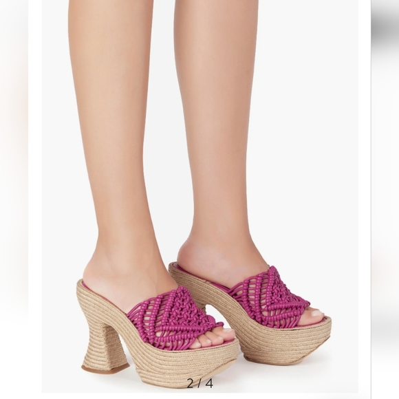 Paloma Barcelo Salma Pink Woven espadrille Platform Sandals...